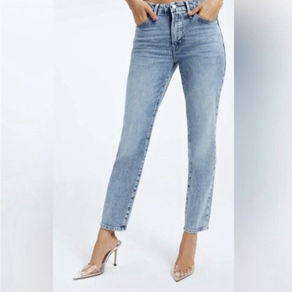 GOOD AMERICAN GOOD CLASSIC High Waisted SZ 4/27 Light wash INDIG0301 Tapered Leg